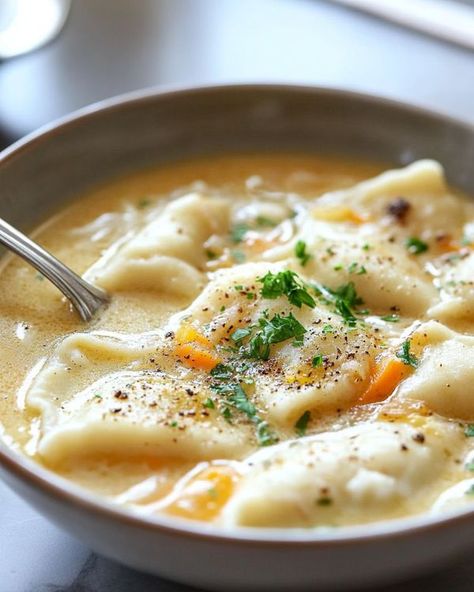 Perogies Soup Recipe, Cockaleaky Soup, Pierogi Soup Recipe, Pierogi Soup, Pierogi Recipes, Breakfast Egg Casserole Recipes, Slow Cooker Kitchen, Pierogi Recipe, Breakfast Egg Casserole