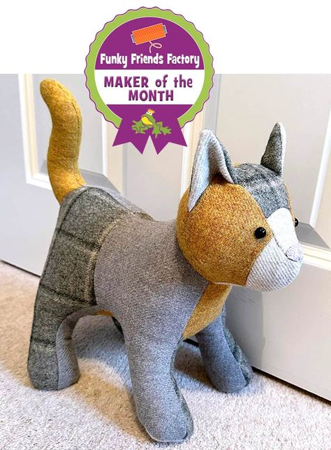 Want to win a FREE toy pattern? It’s so EASY to enter the Pattern GIVEAWAY!  ALL you need to do is post a photo of a FUNKY FRIENDS FACTORY toy that you have sewn, in the Funky Friends Factory Pattern Fan Club Facebook Group. (https://www.facebook.com/groups/376949117007889) At the end of each month we draw a winner fom all the feedback photos. Funky Friends Factory Stuffed Toys, Funky Friends Factory Pattern, Cat Sewing, Free Toys, Animal Patterns, Toy Pattern, Fabric Animals, Button Crafts, Cardboard Crafts