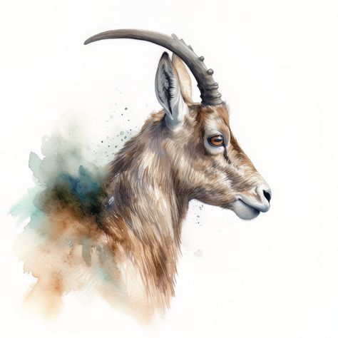 Goat Watercolor Painting, Watercolor Scenery Painting, Animal Digital Art, Watercolor Scenery, Scenery Painting, Portrait Watercolor, Scenery Paintings, Art Watercolor Painting, Abstract Floral Art