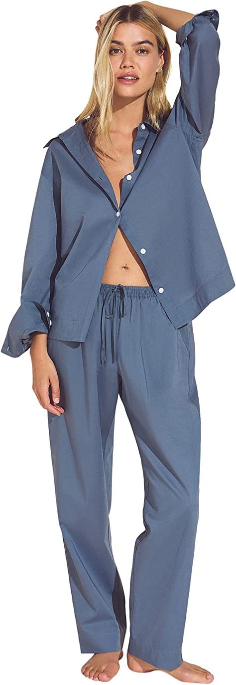 #Eberjey #Organic #Sandwashed #Cotton #Solid #Long #PJ #Set #MustHave #MustHaves #Luxury #MothersDay #Birthday #JustBecause #Affiliate As an Amazon Associate, I earn from qualifying purchases. Cotton Pjs, Relaxing Evening, Cotton Bralette, Relax Pants, Coastal Blue, Collared Shirt, Pj Sets, Woven Cotton, Hand Picked