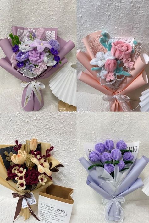 How to Wrap a Bouquet in Paper: Elegant Designs and Techniques Chenille Flower Bouquet, Chenille Bouquet, Pipecleaners Flowers Bouquet, Wrap A Bouquet In Paper, Table Flower Centerpieces, Pipe Cleaner Flower Bouquet, Unique Flower Bouquet, Wrap A Bouquet, Pipe Cleaner Bouquet