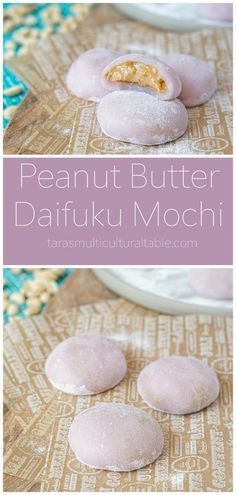 Peanut Butter Daifuku Mochi and Baklava to Tarte Tatin Cookbook Review - Tara's Multicultural Table Sweet Mochi Recipe, Sweet Rice Flour Recipes Desserts, Jello Mochi Recipes, Mochi Dessert Recipes, Mochi Filling Ideas, Peanut Butter Mochi Recipe, Peanut Mochi Recipe, Mochi Recipe Easy, Peanut Butter Mochi