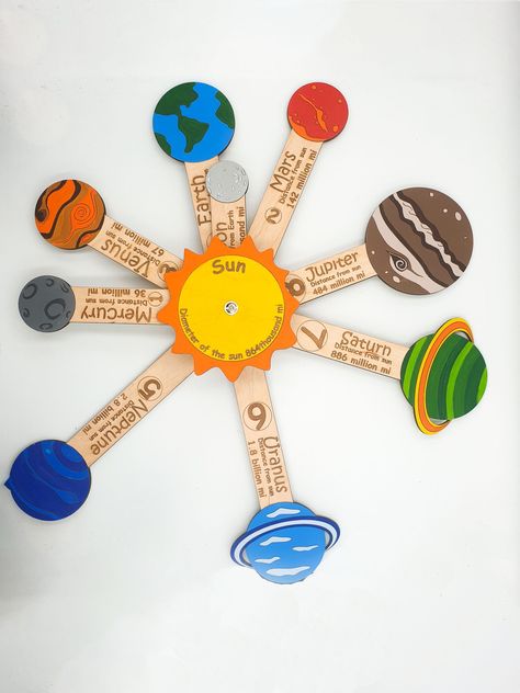 Planets Solar System Model, Wooden Montessori Educational Game Gift For DFB Kids Building Projects, Solar System Games, Earth Science Projects, Planets Activities, Science Exhibition Projects, Solar System Projects For Kids, Planet Model, Planet Crafts, Planets Solar System