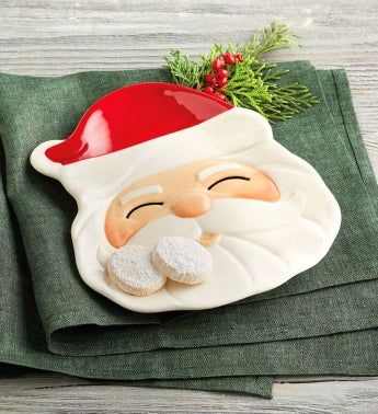 Santa Cookie Platter by Harry & David Home Designing, Cookie Platter, Santa Cookie, Cookies For Santa, Wine Bottle Candles, Christmas Tableware, Christmas Tabletop, Bottle Candles, Santa Cookies