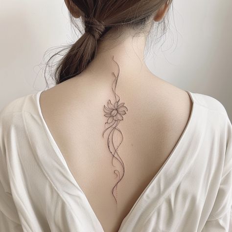 30 Aesthetic Spine Tattoos For The Ultimate Feminine Energy Delicate Spine Tattoo, Unique Spine Tattoos, Female Energy Tattoo, Energy Tattoo, 30 Aesthetic, Female Energy, Spine Tattoos, Maybe One Day, Feminine Energy