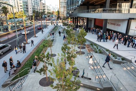 SWA Designs Landscape & Public Realm for Chase Center Landscape Plaza, Streetscape Design, Restaurant Outdoor, Plaza Design, Commercial Street, Outdoor Living Rooms, Architecture Images, Public Realm, Street Design