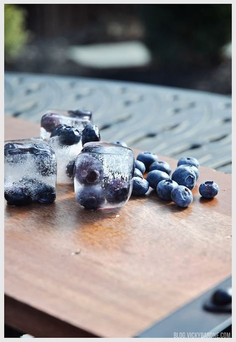 Fresh Fruit Ice Cubes | Vicky Barone | Blueberry Ice Cubes DIY Blueberry Ice Cubes, Berry Ice Cubes, Blueberry Mint Ice Cubes, Fruit And Herb Ice Cubes, Frozen Fruit Photography, February Weather, Ice Photography Cubes, Fruit Ice Cubes, Forest Christmas