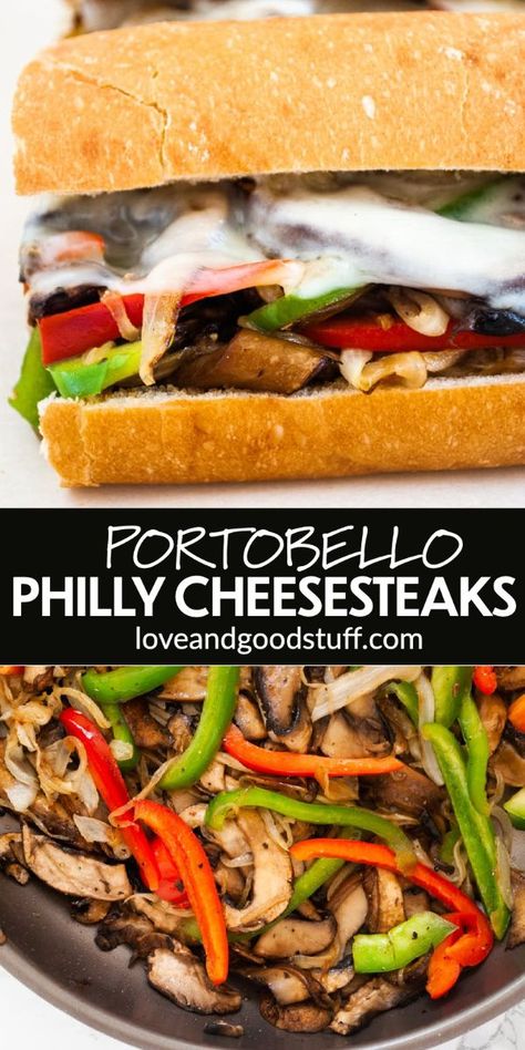 Vegetarian Philly Cheesesteak Mushrooms, Portabella Mushroom Cheesesteak, Grilled Portabella Mushroom Sandwich, Philly Cheese Steak Vegetarian, Philly Cheese Steak Mushrooms, Mushroom Philly Cheesesteak Vegetarian, Veggie Philly Cheesesteak, Vegetarian Philly Cheesesteak, Cornbeef Crockpot