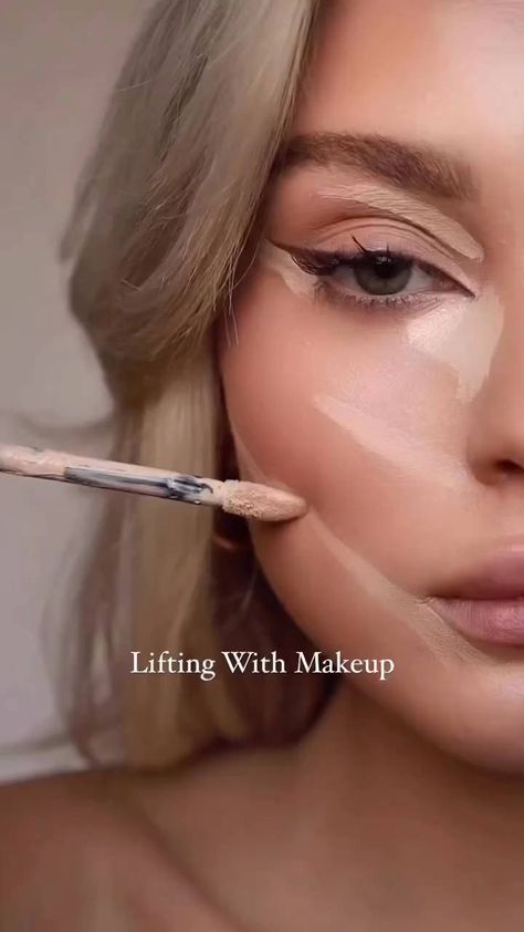 on Reels | Contouring Tutorial Video, Face Lifting Makeup, Arabic Makeup Tutorial, Eyeliner Makeup Ideas, Facelift Makeup, Daily Eye Makeup, Ig Makeup, Using Concealer, Maybelline Instant Age Rewind