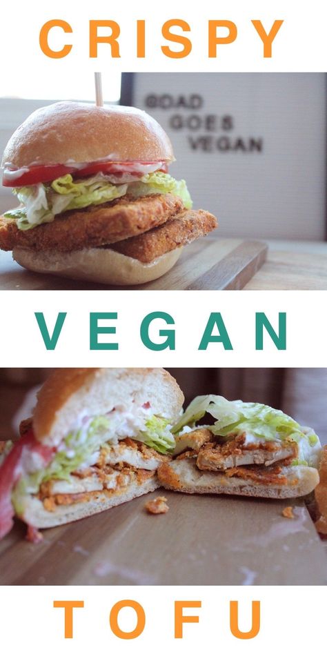 Spicy Tofu Sandwich, Vegan Tofu Burger, Tofu Chicken Sandwich, Crispy Tofu Sandwich, Vegan Fast Food Recipes, Tofu Burger Recipe, Chicken Fried Tofu, Vegan Chicken Sandwich, Spicy Chicken Sandwich Recipe