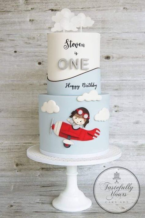 Boy airplane cake Airplane Birthday Cakes, Airplane Cake, Baby First Birthday Cake, 1st Birthday Cakes, Baby Boy Cakes, Baby Birthday Cakes, Childrens Birthday Cakes, Baby Cakes, Birthday Party Food