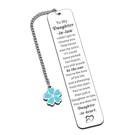 PRICES MAY VARY. Daughter In Law Birthday Gifts - The cute bookmark with blue flower accessory comes with a beautiful box. Daughter in Law Gifts from Mother in Law, Mothers day gifts for daughter-in-law. If you’re looking for a gift for your dear daughter in Law, our bookmark is an excellent choice. Thoughtful, chic, and practical, it will surely bring a smile to everybody's face and serve as a token of the love about mother in law and daughter in law. Daughter In Law Gifts from Mother In Law - Gifts For Daughter In Law, Poem To My Daughter, Gifts For Daughter, Daughter In Law Gifts, Dear Daughter, Cute Bookmarks, Gift For Bride, In Law Gifts, Daughter In Law