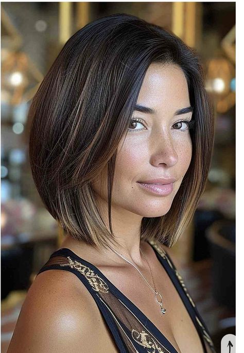 Bob Haircut Asymmetrical, Bob Over 50 Older Women, Modern Bob 2024, Short And Long Haircut, A Line Bob Haircut, Subtle Caramel Highlights, Modern Bob Haircut, A Line Bob, Dimensional Blonde