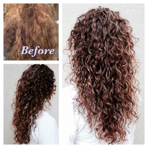 Before & After | Alya Ombre Curly Hair, Spiral Perm, Long Shag, Layered Curly Hair, Boys Hair, Curly Hair Photos, Spring Hair, Mixed Hair, Shag Hairstyles