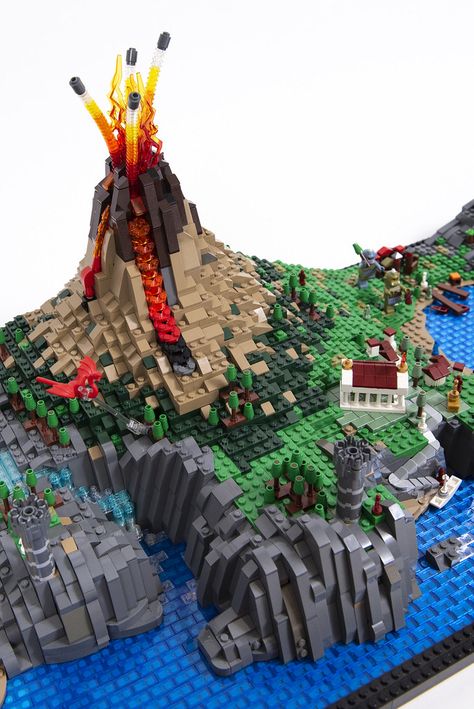 Micro Myths and Legends | The Volcano erupts! I took a littl… | Flickr Lego Shelf, Lego Zoo, Lego Jurassic Park, Jolly Ranchers Candy, Lego Fire, Lego Universe, Lego Jurassic, Micro Lego, Lego Boards