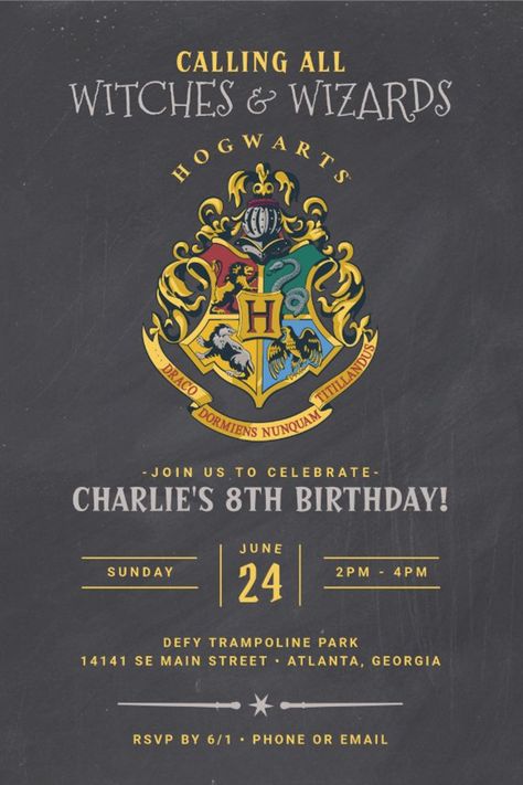 Harry Potter Hogwarts Crest Chalkboard Birthday Invitation
Celebrate your child's birthday with these Hogwarts Crest Chalkboard Birthday Invitations! Whether they're in Gryffindor, Slytherin, Hufflepuff, or Ravenclaw, your child and their friends can celebrate together with the Hogwarts School of Witchcraft and Wizardry Crest. Don't forget to send out the matching Hogwarts Crest thank you notes! Harry Potter Party Invitations, Harry Potter Birthday Invitations, Harry Potter Store, Harry Potter Invitations, Harry Potter Theme Birthday, Cumpleaños Harry Potter, Chalkboard Birthday, Harry Potter Bday, Gryffindor Slytherin