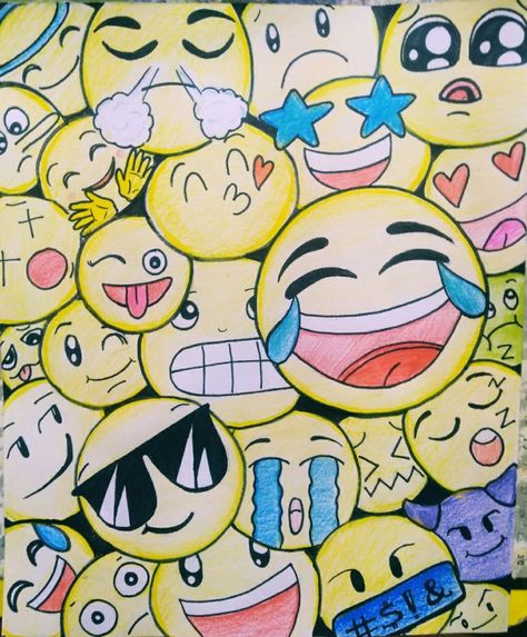 It is so fun to doodle out your fav emojis! | #doodleart World Emoji Day, Emoji Drawings, Teacher Board, Fairy Drawings, Doodle Cartoon, Emoji Art, Bullet Journal Design Ideas, Shree Ram, Doodle Sketch