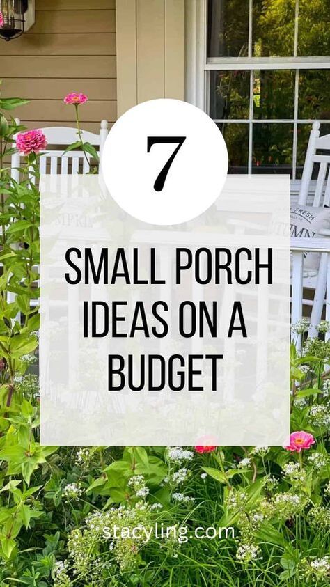 Long Narrow Front Porch Ideas, Small Porch Ideas On A Budget, Small Front Porch Seating, Narrow Front Porch Ideas, Simple Front Porch Ideas, Small Front Porch Decor, Simple Front Porch, Front Porch Seating, Small Porch Ideas