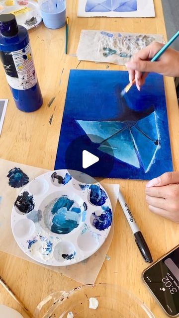 Ms. S- Art Lessons on Instagram: "The foundations students are finishing up their monochromatic/grayscale acrylic paintings this week. Here’s a peek into the process…we started with paper folding and each student created a form out of paper to photograph as their painting reference. Then they chose a single color or gray tones and worked to create a full range of values to create dimension in their paintings. We found that Golden brand slow dry acrylic medium really helped with blending. This is a new lesson that I hope to create a TPT resource around in the future let me know in the comments if you’re interested and I’ll do it! #artteachers #artteacher #artteachersofinstagram #artteacherlife #artteachersofig #arteducation #arteducator #arteducatorsofinstagram #arted #acrylicpainting #acry Monochromatic Acrylic Painting, Monochromatic Art Painting, The Golden Mean, Monochromatic Art, Acrylic Medium, Painting Reference, Gray Tones, Arts Ed, Student Created