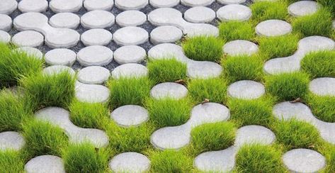 eco grass pavers - porous stones are permeable for water LUMIX pavement (made by GODELMANN): Grass Pavers, Pavement Design, Permeable Paving, Paving Pattern, Paving Design, Garden Paving, Landscape Plans, Landscape Materials, Yard Design