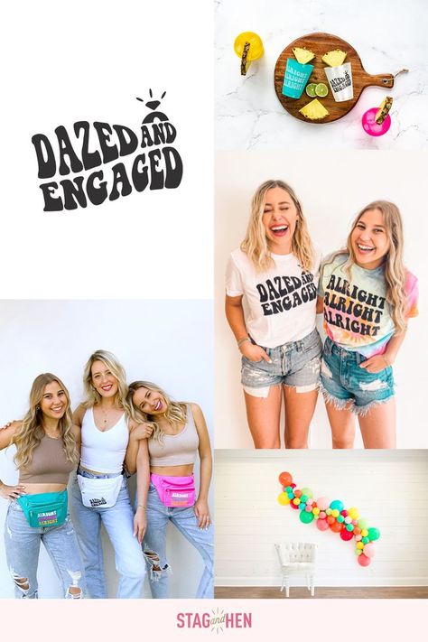 Dazed & Engaged Bachelorette Party Theme Dazed And Engaged Bachelorette Party Decor, Boho Bachelorette Party Ideas, Groovy Accessories, Dazed And Engaged Bachelorette, Nyc Bachelorette, 70s Bachelorette, Bachelorette Beach Weekend, Unique Bachelorette Party, Boho Bachelorette Party