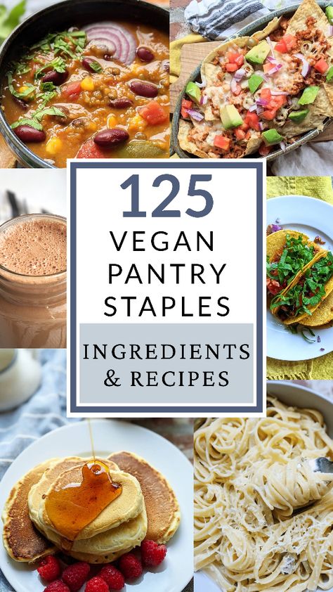 Plant Based Pantry Staples, Vegetarian Pantry Meals, Plant Based Ingredients, Staple Foods For Pantry, Vegetarian Pantry Staples, Vegan Pantry Meals, Vegetarian Staples, Vegan Spices, Plant Based Pantry