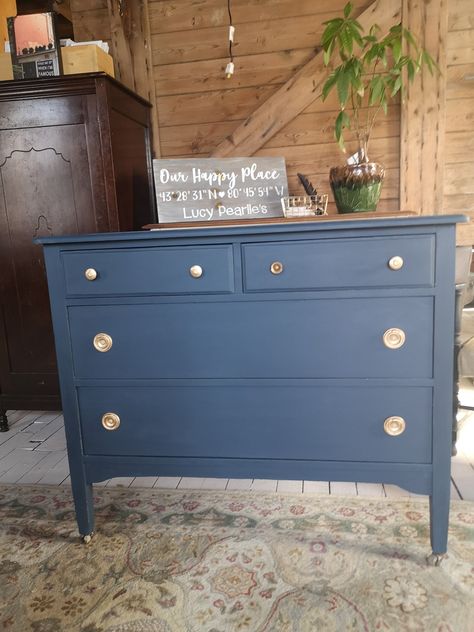 Dry Sink, Blue Furniture, Painted Dresser, Blue Colour, Slate Blue, Antique Dresser, Happy Places, Dresser, Nursery