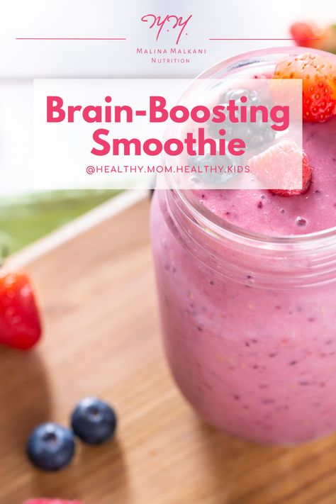 Smoothies For Kids With Veggies, Brain Boosting Smoothies, Brain Healthy Recipes, Breakfast Smoothies For Kids, Brain Food Snacks, Brain Food For Kids, Protien Smoothies Recipes, Fiber Smoothie, Toddler Smoothies