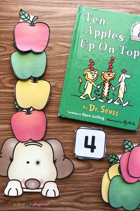 10 Apples Up On Top, Math Apple Activities, Apple Lesson Plans, Apple Counting, Ten Apples Up On Top, Preschool Apple Theme, September Preschool, Apple Kindergarten, Apple Lessons