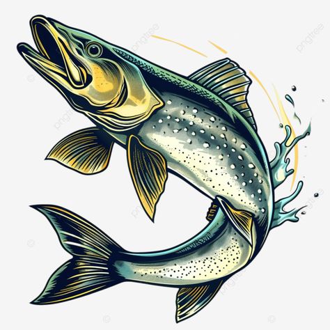 walleye pikeperch pickerel or yellow pike jumping up retro walleye pickerel fish png Walleye Fish, Pike Fish, Fish Png, Fish Sculpture, Transparent Image, Memory Quilt, Fish Painting, Png Transparent, Png Image