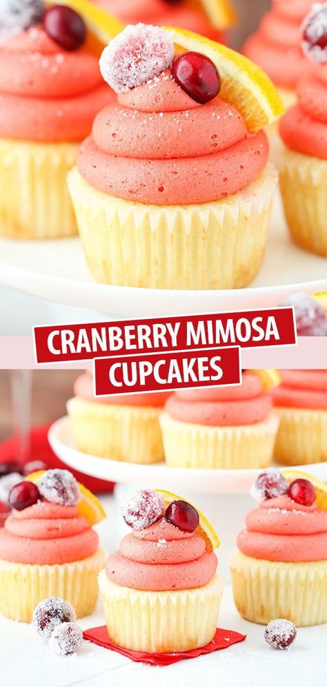 Mimosa Cupcakes, Cupcake Recipes Unique, Crazy Cupcakes, Savory Cupcakes, Life Love And Sugar, Cranberry Mimosa, Recipes Unique, Mimosa Cocktail, Boozy Cupcakes