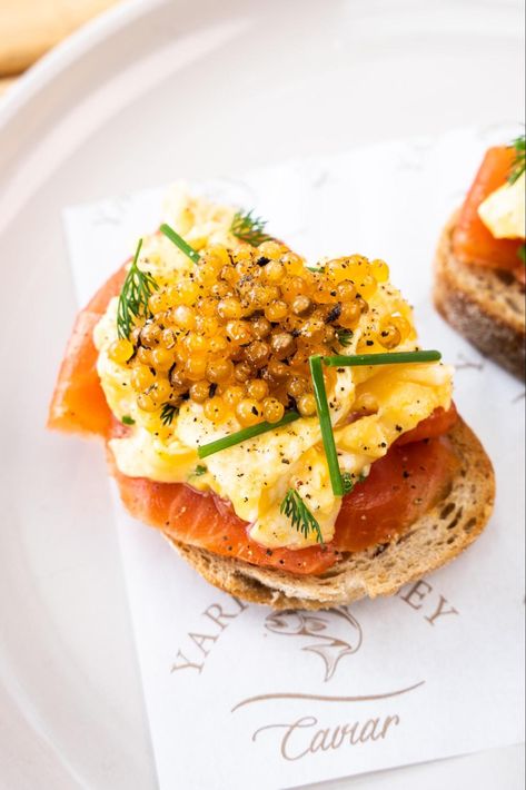 Open omelette of Smoked Salmon and Truffled Brook Trout Pearls - Yarra Valley Caviar Salmon Caviar, Comte Cheese, Brook Trout, Yarra Valley, Crumpets, How To Cook Eggs, Non Stick Pan, Smoked Salmon, Online Food