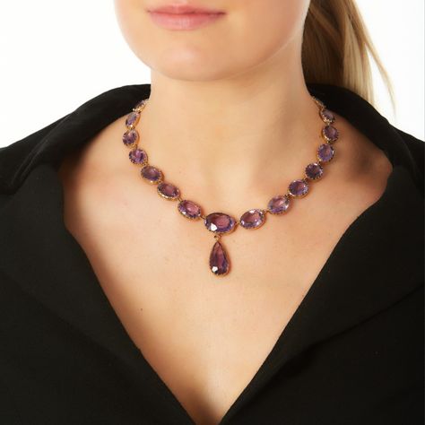 AMETHYST NECKLACE | Fine Jewels | Jewellery | Sotheby's Amethyst Choker Necklace, Amethyst Jewelry Necklace, Victorian Jewelry Necklace, Beaded Bridal Jewelry, Rare Diamonds, Royal Indian, Antique Jewellery Online, Jewelry Set Design, Silver Jewelry Design