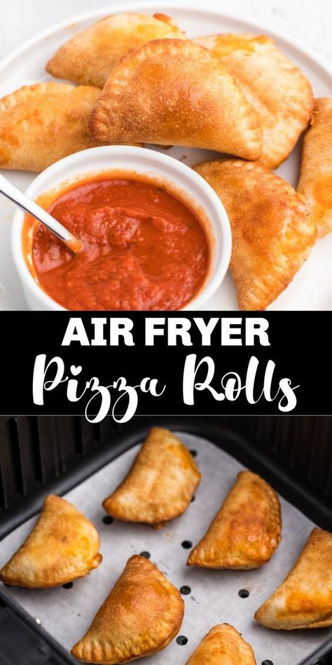 homemade pizza rolls made in an air fryer Air Fryer Pizza Rolls, Air Fryer Pizza, Homemade Pizza Rolls, Pizza Roll Recipe, Easy Air Fryer Recipes, Air Fried Food, Homemade Dinner Rolls, Easy Air Fryer, Pizza Rolls