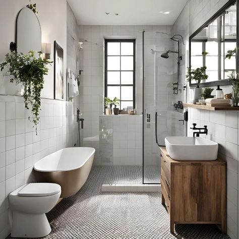 Tiny Bathroom Ideas to Maximize Space Tiny Master Bath Layout, Wet Room With Shower And Tub, Small Bath And Shower Ideas, Small Bathroom Separate Shower And Bath, Narrow Bathroom With Tub, Bathroom Small With Tub, Tiny Square Bathroom Layout, Compact Master Bath Layout, Small L Shape Bathroom Ideas