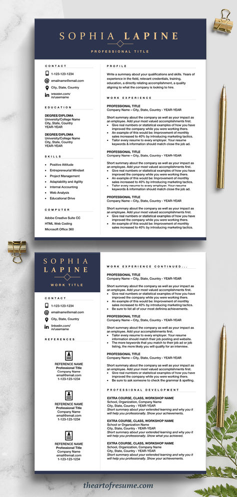 The Art of Resume Template | Navy Blue Executive Resume Template Bundle Design Resume Video, Simple Cv Template, Letter Reference, Resume Design Free, Office Admin, Resume Icons, Resume Guide, Resume Design Professional, 2 Page Resume