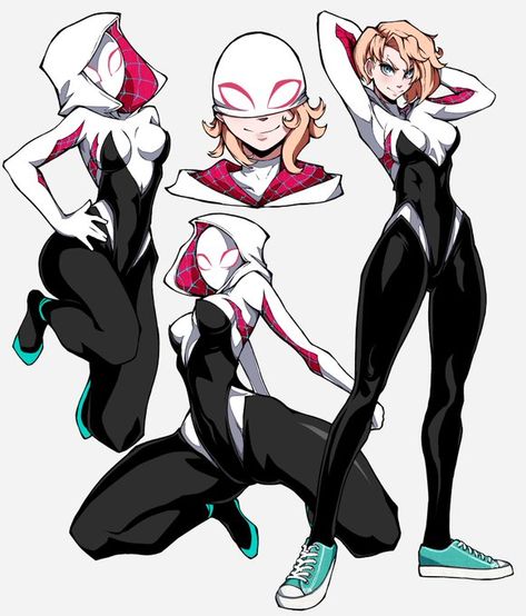 Spider Gwen Art, Spiderman Poses, Spiderman And Spider Gwen, Marvel Spider Gwen, Spiderman Drawing, Across The Spider Verse, Beginner Yoga, Cartoon Girls, Pregnancy Yoga