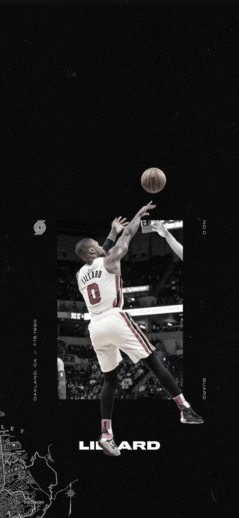 Portland Trailblazers Damian Lillard Step Back Jumper Wallpaper #RipCity #DameDolla Mvp Basketball, Nba Basketball Art, Bola Basket, Nba Art, Damian Lillard, Basketball Photography, Nba Wallpapers, Basketball Wallpaper, Nba Pictures