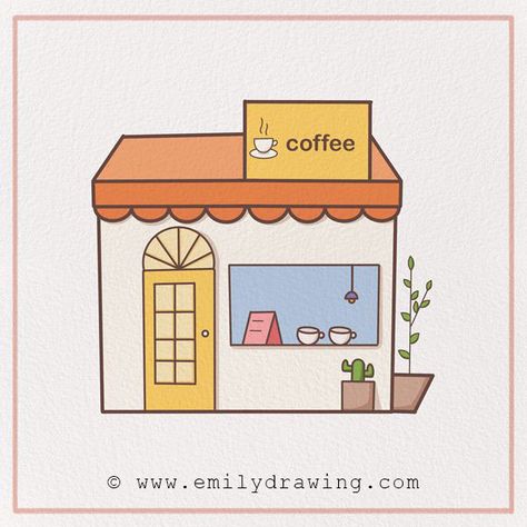 How to Draw a Coffee Shop – Emily Drawing Coffee Shop Drawing, Dark Dirty Blonde Hair, Dark Dirty Blonde, Emily Drawing, Wall Drawing Ideas, Shop Drawing, Nature Art Drawings, Pencil Sketch Images, Art Painting Tools