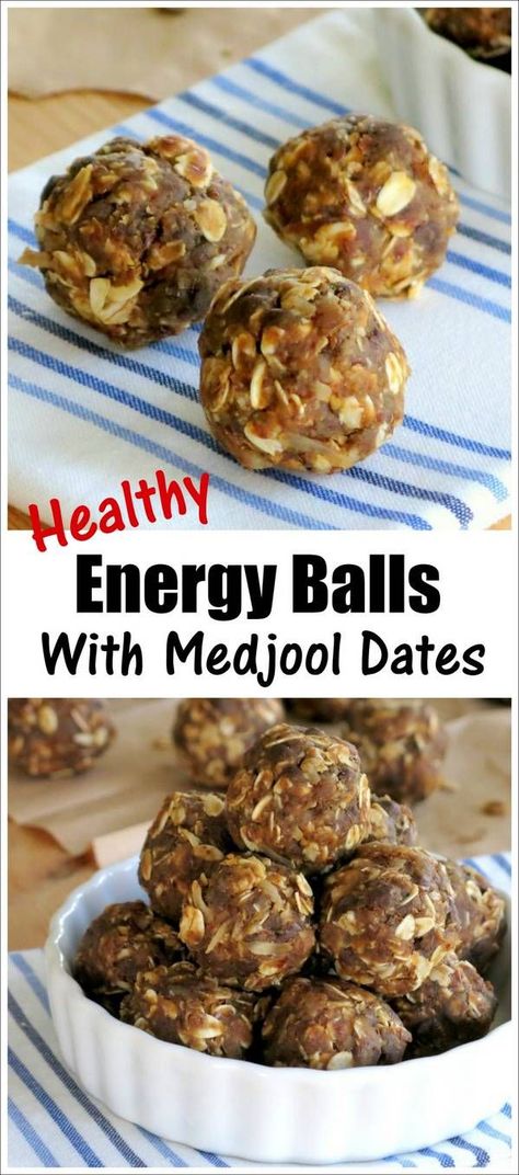 Healthy Energy Balls recipe sweetened with Medjool Dates. These no-bake, raw bites are packed with wholesome ingredients like oatmeal and sunflower seed butter. Healthy Energy Balls, Energy Balls Recipe, Sunflower Seed Butter, Energy Balls Healthy, Energy Ball Recipe, Date Recipes, Medjool Dates, Energy Balls, Healthy Energy