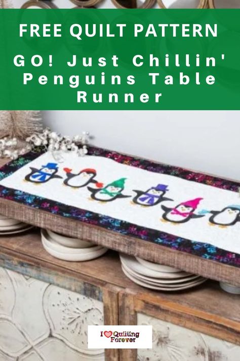 Penguin Quilt Pattern Free, Quilted Table Runners Christmas Free Pattern, Snowman Table Runners Free Pattern, Winter Table Runners Patterns Free, Snowman Table Runner Pattern, Free Table Runner Quilt Patterns, Christmas Table Runners Patterns Free, Free Table Runner Patterns, Diy Christmas Quilt