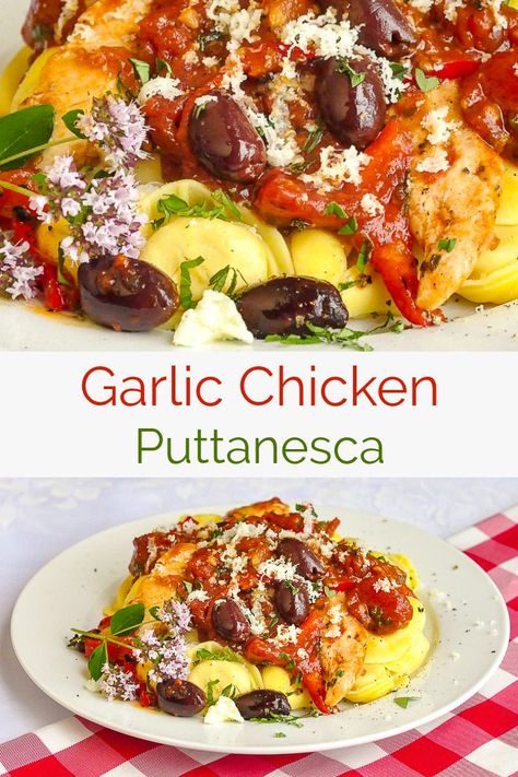 Garlic Chicken Puttanesca. One of the quickest, easiest and most flavourful pasta dinners ever. Sure to become a weekday family favourite. #pastadinner #chickendinner #quickmeals #quickandeasymeals Puttanesca Pasta, Chicken Puttanesca, Rock Recipes, Pasta Food, Pasta Dinners, Summer Salad Recipes, Best Chicken Recipes, Garlic Chicken, Chef Recipes