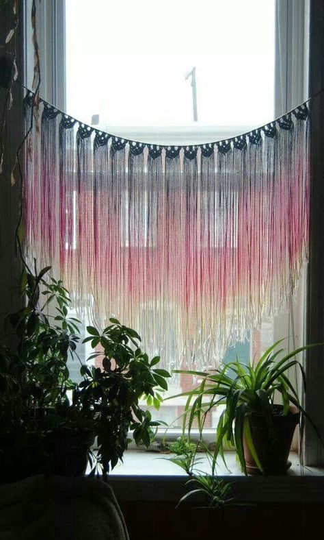 . Creative Window Treatments, Unique Window Treatments, Interior Boho, Bohemian House, Deco Boheme, Bohol, Window Hanging, Bohemian Home, Window Sill