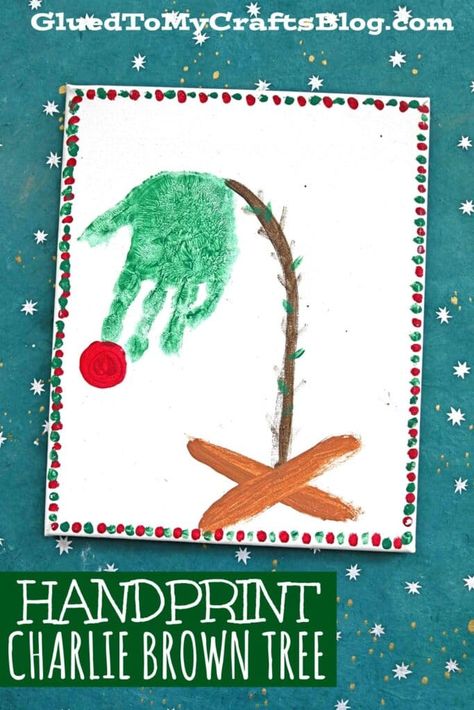 Christmas Ideas For Daycare Kids, Christmas Art And Craft For Infants, Christmas Canvas Ideas For Toddlers, Christmas Present Ideas From Toddlers, Christmas Tree Ideas For Toddlers, Handprint Crafts For Christmas, Charlie Brown Christmas Crafts For Kids, Handprint Trees Preschool, Christmas Handprints For Toddlers