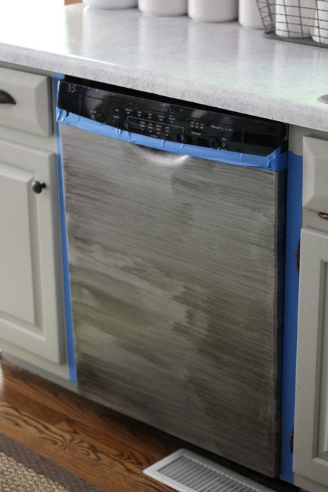 Dishwasher Makeover, Painting Dishwasher, Dishwasher Ideas, Appliance Makeover, Painting Appliances, Cheap Remodel, Remodel Hacks, Stainless Dishwasher, Kitchen Facelift