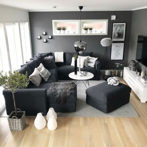 Dark Furniture Living Room, Apartment Designs, Furnitur Ruang Keluarga, Living Room Designs Small Spaces, Decor Ikea, Small Apartment Living Room, Dark Furniture, Room Apartment, Stylish Living Room