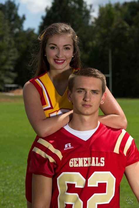 Another year for brother sister cheer pictures! ❤️ Football Cheerleader Sibling Pictures, Brother Sister Football Cheer Pics, Cheer And Football Pictures Siblings, Brother Sister Football Cheer Pictures, Sibling Football And Cheer Pictures, Sibling Sports Pictures Photo Ideas, Football Couple Pictures, Cheerleader Couple, Cheer Couples