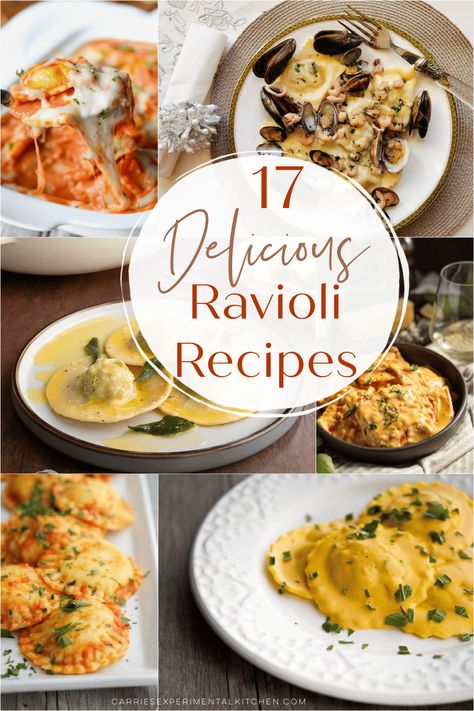 Here are 17 Delicious Ravioli Recipes to try the next time you're craving those soft pillowy bites of filled pasta! Ravioli Fillings Ideas, Pasta Filling Recipes, Best Ravioli Recipe, Ravioli Filling Ideas, Ravioli Filling Recipe, Ravioli Dinner Ideas, Baked Ravioli Recipe, Ravioli Recipes, Spinach And Ricotta Ravioli