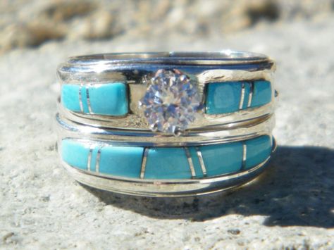 Native American Wedding Rings, Wedding Rings Band, Indian Wedding Rings, Navajo Wedding, Turquoise Wedding Rings, Native American Wedding, Cheap Diamond Rings, Dream Rings, Rings Blue