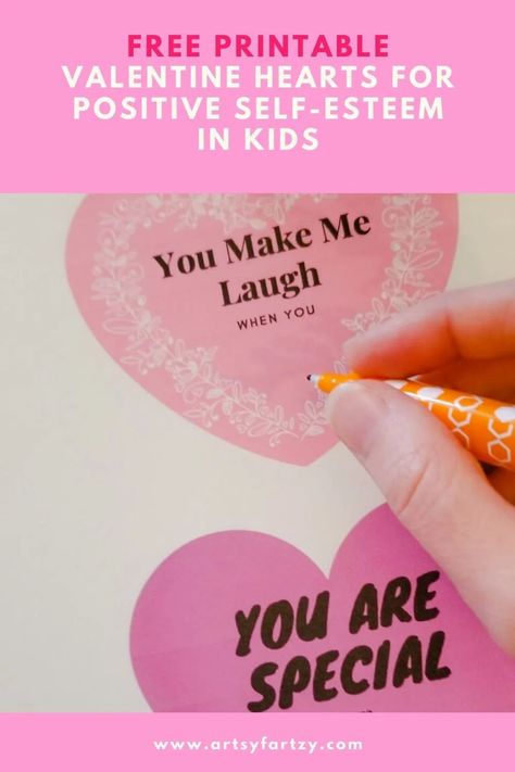 Free printable Valentine's Day hearts for positive self-esteem in kids to use for the first 14 days of February. Some are simply cut and stick while others have space for a special message from you. This will be a beloved Valentine tradition by your family. #valentine #valentinesday #freeprintable #positiveparenting #freevalentines #positiveaffirmation Free Printable Valentines Tags, Days Of February, Free Planner Pages, Dollar Tree Gifts, Positive Self Esteem, Mother's Day Printables, Valentines For Daughter, Printable Valentines Day Cards, Printable Valentine